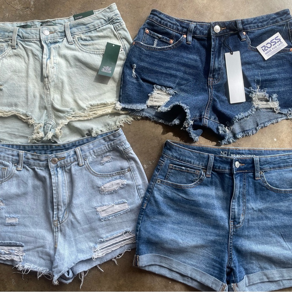 Madden Girl Mixed Blue Distressed Denim Shorts Collection